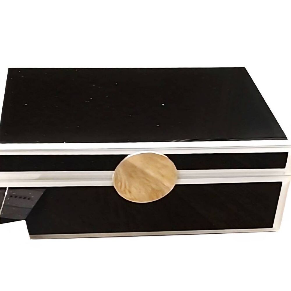 Heaton & Parke Glitter Silver Accented‎ Decorative Glass Storage Box